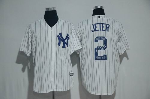 New York Yankees #2 Derek Jeter White Strip Team Logo Fashion Jersey