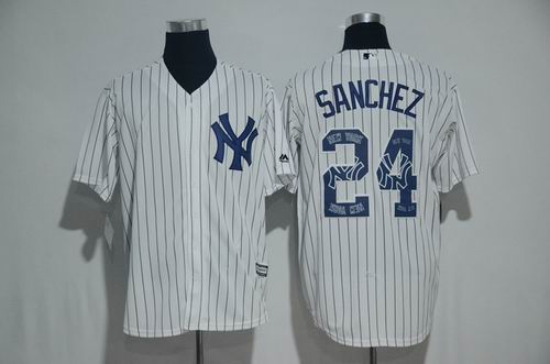 New York Yankees #24 Gary Sanchez White Team Logo Fashion Jersey