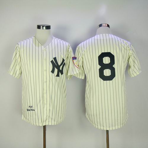 New York Yankees #8 Yogi Berra Cream 1951 Throwback Jersey