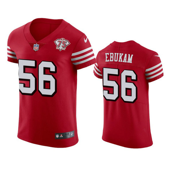 Nike 49ers #56 Samson Ebukam Red Rush Men's 75th Anniversary Stitched NFL Vapor Untouchable Elite Jersey