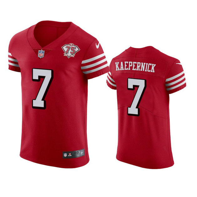 Nike 49ers #7 Colin Kaepernick Red Rush Men's 75th Anniversary Stitched NFL Vapor Untouchable Elite Jersey