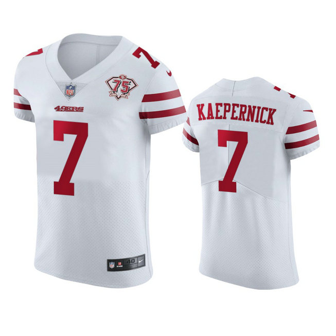 Nike 49ers #7 Colin Kaepernick White Men's 75th Anniversary Stitched NFL Vapor Untouchable Elite Jersey