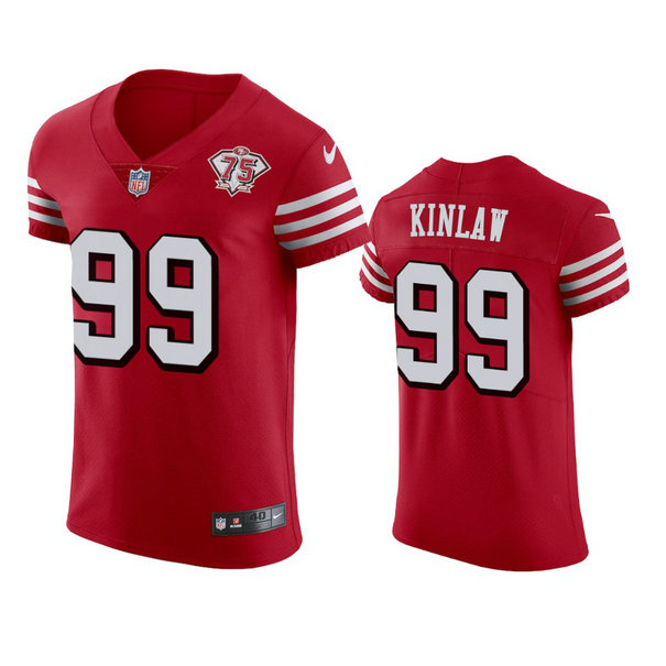 Nike 49ers #99 Javon Kinlaw Red Rush Men's 75th Anniversary Stitched NFL Vapor Untouchable Elite Jersey