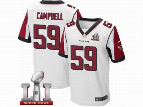 Nike Atlanta Falcons #59 De'Vondre Campbell Elite White Super Bowl LI 51 Jersey