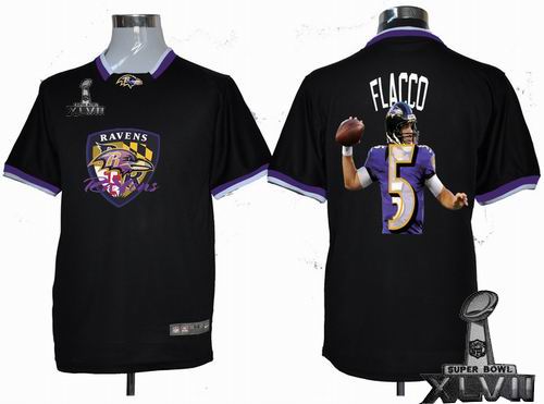 Nike Baltimore Ravens #5 Joe Flacco Portrait Fashion Game 2013 Super Bowl XLVII Jersey