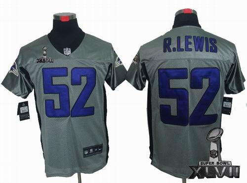Nike Baltimore Ravens #52 Ray Lewis Gray shadow elite 2013 Super Bowl XLVII Jersey