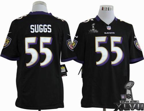 Nike Baltimore Ravens #55 Terrell Suggs black game 2013 Super Bowl XLVII Jersey
