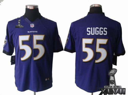 Nike Baltimore Ravens #55 Terrell Suggs purple limited 2013 Super Bowl XLVII Jersey