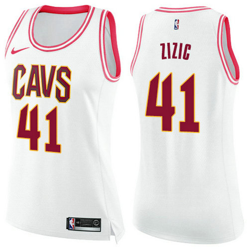 Nike Cavaliers #41 Ante Zizic White Pink Women's NBA Swingman Fashion Jersey_1