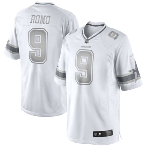 Nike Dallas Cowboys #9 Tony Romo Platinum White Game jerseys