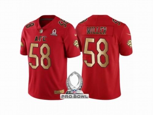 Nike Denver Broncos #58 Von Miller AFC 2017 Pro Bowl Red Gold Limited Jersey