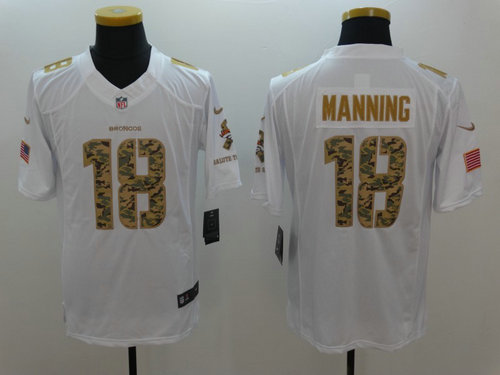 Nike Denver Broncos 18 Peyton Manning Nike White Salute To Service Limited Jersey