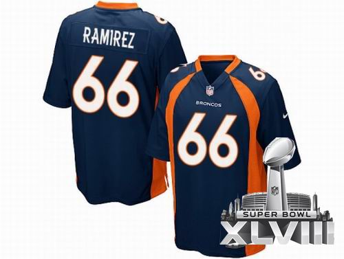 Nike Denver Broncos 66# Manny Ramirez navy blue Game 2014 Super bowl XLVIII(GYM) Jersey