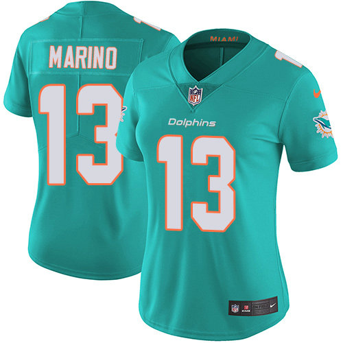 Nike Dolphins #13 Dan Marino Aqua Green Team Color Women's Stitched NFL Vapor Untouchable Limited Jersey