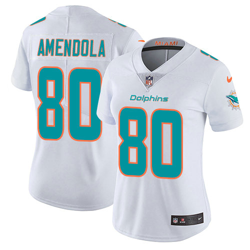 Nike Dolphins #80 Danny Amendola White Women's Stitched NFL Vapor Untouchable Limited Jersey
