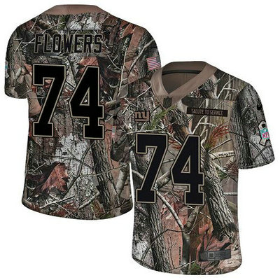 Nike Giants #74 Ereck Flowers Camo Youth Stitched NFL Limited Rush Realtree Jersey