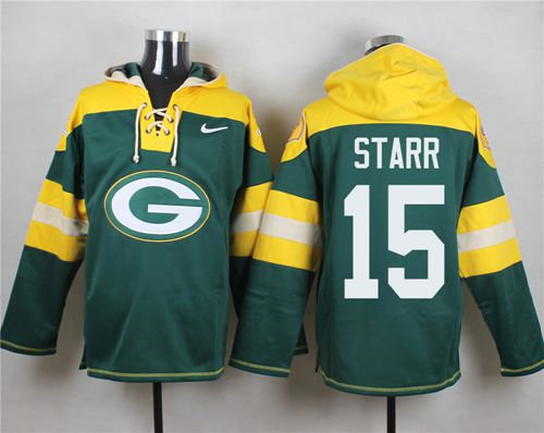 Nike Green Bay Packers 15 Bart Starr Green Player Pullover NFL Hoodie