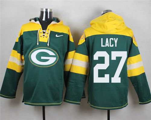 Nike Green Bay Packers 27 Eddie Lacy Green Player Pullover NFL Hoodie