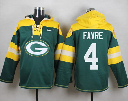 Nike Green Bay Packers 4 Brett Favre Green Player Pullover NFL Hoodie
