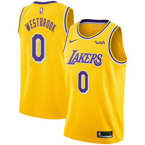 Nike Lakers #0 Russell Westbrook Youth Gold NBA Swingman Icon Edition Jersey