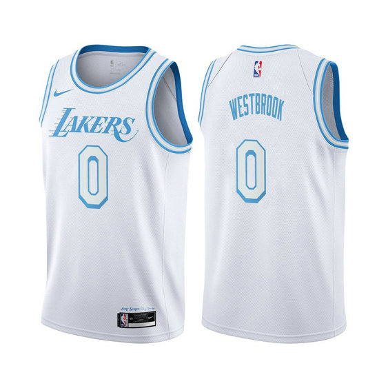 Nike Lakers #0 Russell Westbrook Youth White NBA Swingman 2020-21 City Edition Jersey