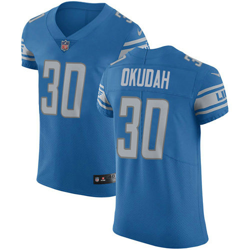 Nike Lions #30 Jeff Okudah Blue Team Color Men's Stitched NFL Vapor Untouchable Elite Jersey