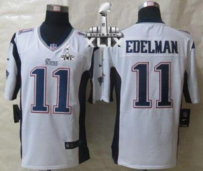 Nike New England Patriots #11 Julian Edelman White Super Bowl XLIX Men-s Stitched NFL Game Jersey