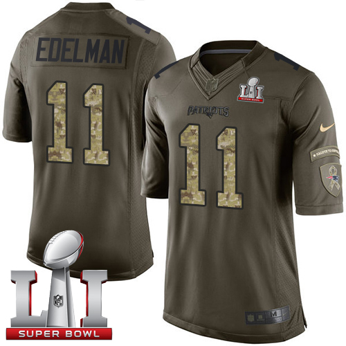 Nike Patriots #11 Julian Edelman Green Super Bowl LI 51 Limited Salute to Service Jersey