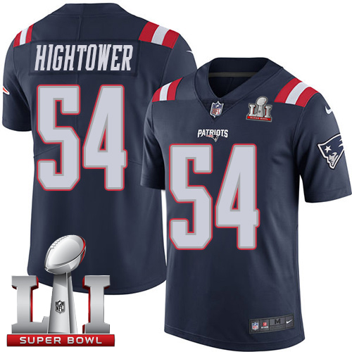 Nike Patriots #54 Dont'a Hightower Navy Blue Super Bowl LI 51 Limited Rush Jersey