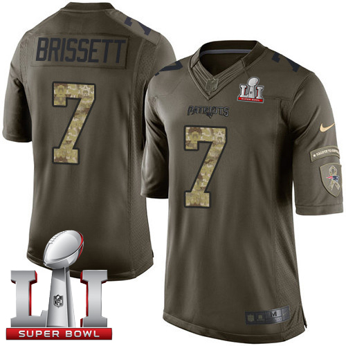 Nike Patriots #7 Jacoby Brissett Green Super Bowl LI 51 Limited Salute to Service Jersey