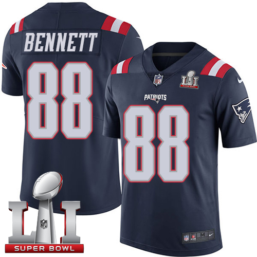 Nike Patriots #88 Martellus Bennett Navy Blue Super Bowl LI 51 Limited Rush Jersey