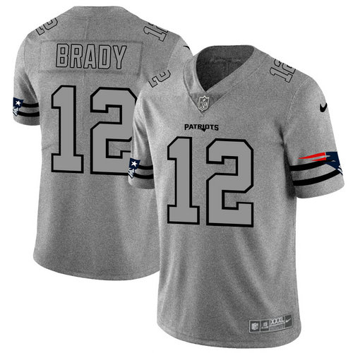 Nike Patriots 12 Tom Brady 2019 Gray Gridiron Gray Vapor Untouchable Limited Jersey