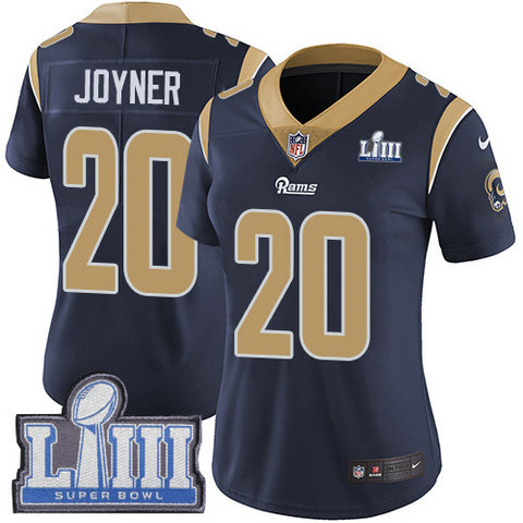Nike Rams #20 Lamarcus Joyner Navy Blue Team Color Super Bowl LIII Bound Women's Stitched NFL Vapor Untouchable Limited Jersey