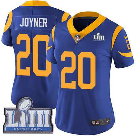Nike Rams #20 Lamarcus Joyner Royal Blue Alternate Super Bowl LIII Bound Women's Stitched NFL Vapor Untouchable Limited Jersey