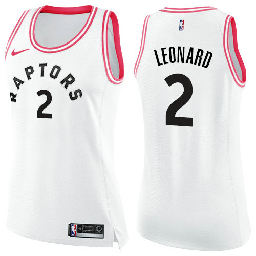Nike Raptors #2 Kawhi Leonard White Pink Women's NBA Swingman Fashion Jersey