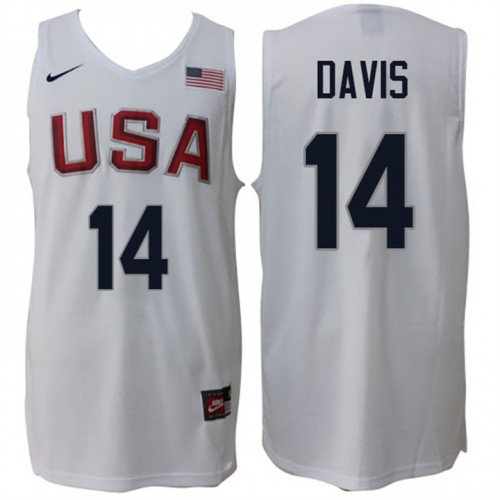 Nike Rio 2016 Olympics USA Dream Team 14 Anthony Davis Home White Basketball Jersey