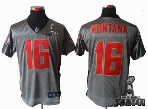 Nike San Francisco 49ers #16 Joe Montana Gray shadow elite 2013 Super Bowl XLVII Jersey