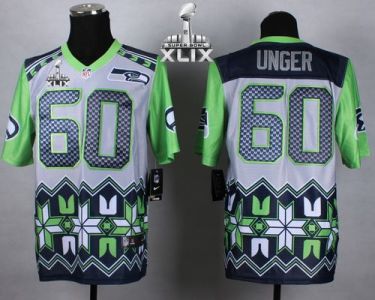 Nike Seattle Seahawks 60 Max Unger Grey Super Bowl XLIX NFL Elite Noble Fashion Jersey