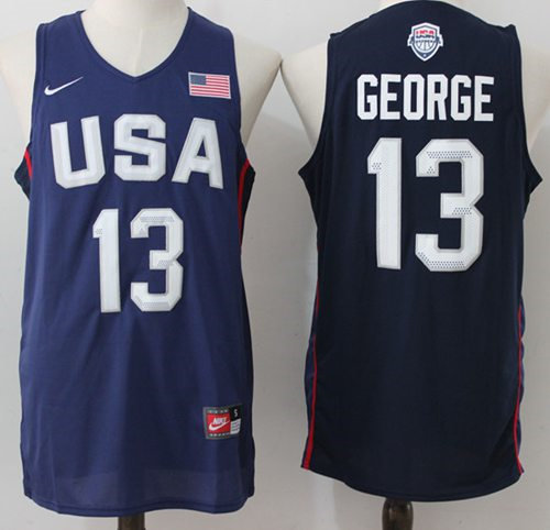 Nike Team USA 13 Paul George Navy Blue 2016 Dream Team NBA Jersey