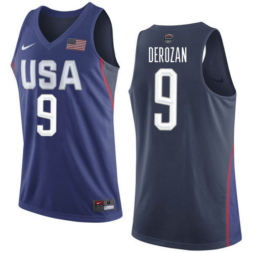 Nike Team USA 9 DeMar DeRozan Navy Blue 2016 Dream Team NBA Jersey