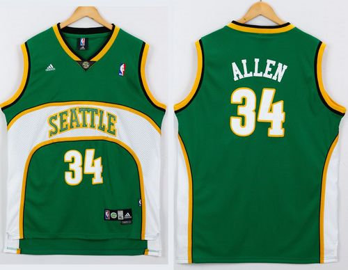 Oklahoma City Thunder 34 Ray Allen Green Seattle SuperSonics Style NBA Jersey