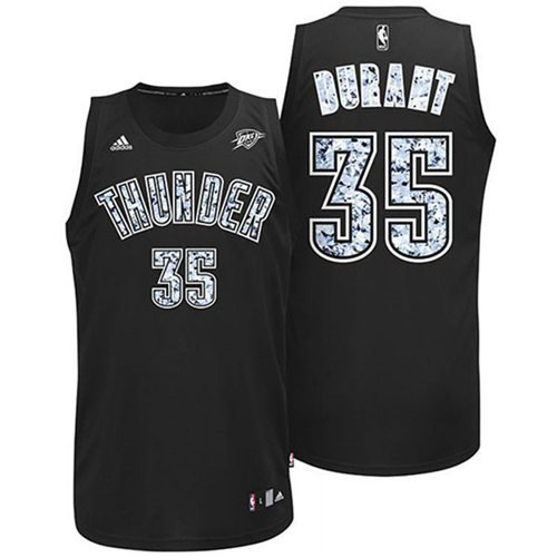 Oklahoma City Thunder 35 Kevin Durant Black Diamond Fashion NBA Jersey
