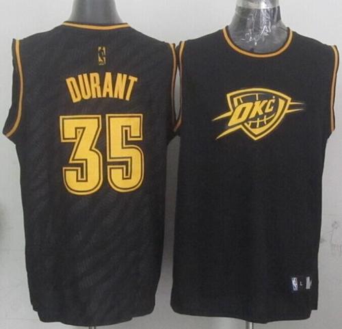 Oklahoma City Thunder 35 Kevin Durant Black Precious Metals Fashion NBA Jersey