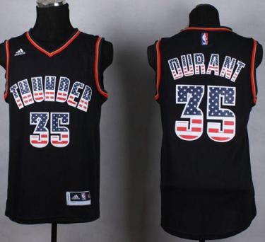 Oklahoma City Thunder 35 Kevin Durant Black USA Flag Fashion NBA Jersey