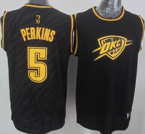 Oklahoma City Thunder 5 Kendrick Perkins Black Precious Metals Fashion NBA Jersey