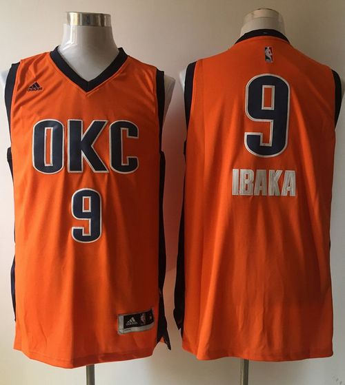 Oklahoma City Thunder 9 Serge Ibaka Orange Alternate NBA Jersey