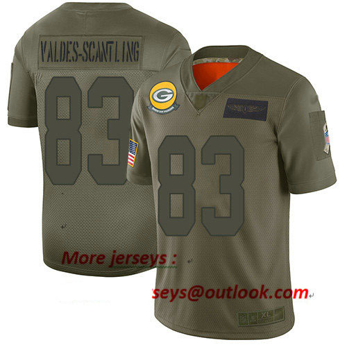 Packers #83 Marquez Valdes-Scantling Camo Youth Stitched Football Limited 2019 Salute to Service Jersey