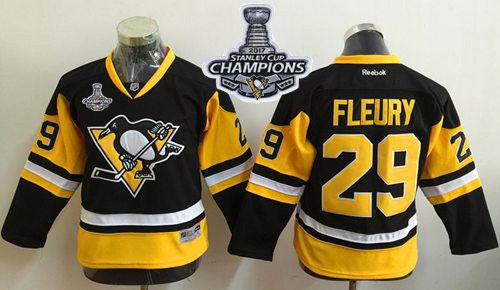 Penguins #29 Marc Andre Fleury Black Alternate 2017 Stanley Cup Finals Champions Stitched Youth NHL Jersey