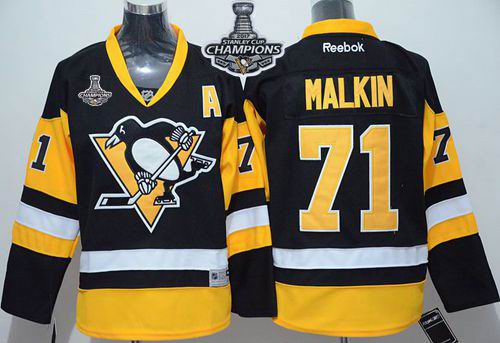 Penguins #71 Evgeni Malkin Black Alternate 2017 Stanley Cup Finals Champions Stitched Youth NHL Jersey