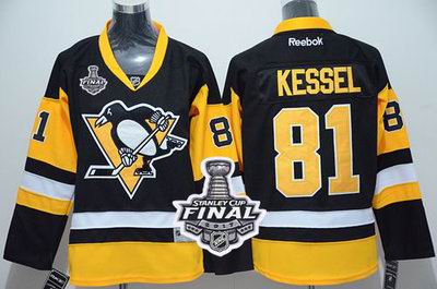 Penguins #81 Phil Kessel Black Alternate 2017 Stanley Cup Final Patch Stitched Youth NHL Jersey